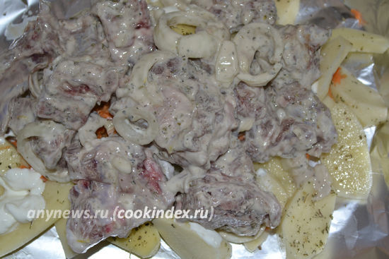 Запекать Мясо с картошкой в фольге в духовке 45 минут