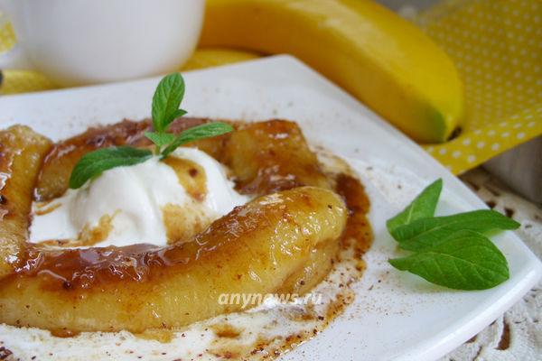 Жареные бананы на сковороде в карамели - пошаговый рецепт