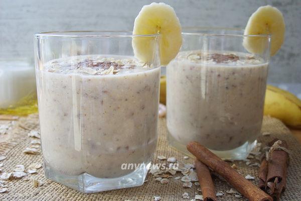 смузи с овсянкой, бананом и молоком - пошаговый рецепт