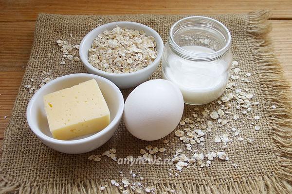 овсяноблины на молоке с яйцом и сыром - ингредиенты