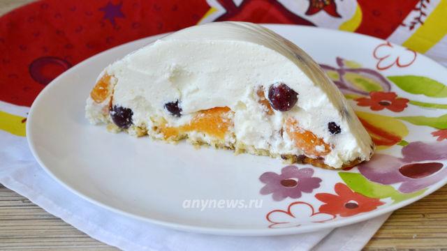Творожный торт с фруктами и желатином - рецепт с фото