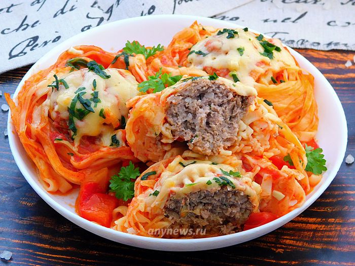 Step-by-step recipe with photos of Noodle nests with minced meat - cook with Federici