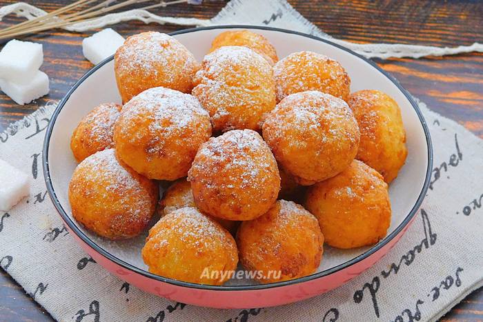 Творожные шарики, жареные в масле — рецепт пончиков из творога + 7 фото
