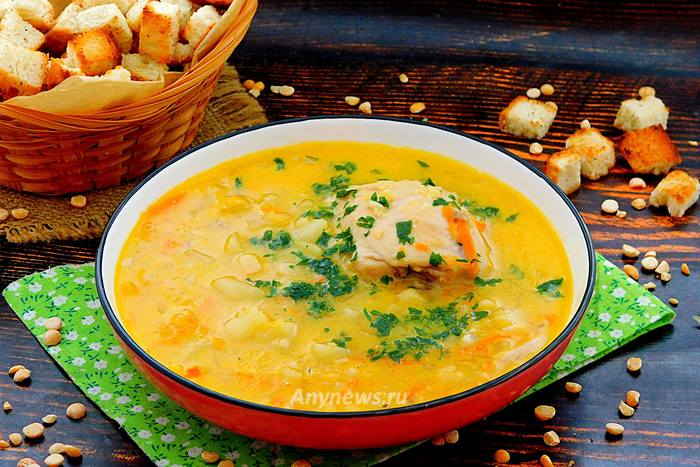 Гороховый суп с картошкой и курицей - рецепт пошаговый