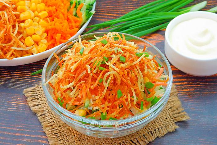 Салат с картофелем пай, курицей и корейской морковью - рецепт