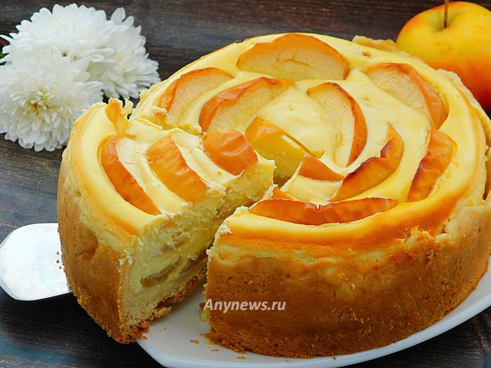 Яблочный пирог с творожным сыром - пошаговый рецепт