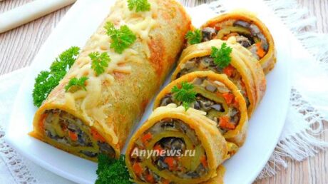 Картофельный рулет с грибами