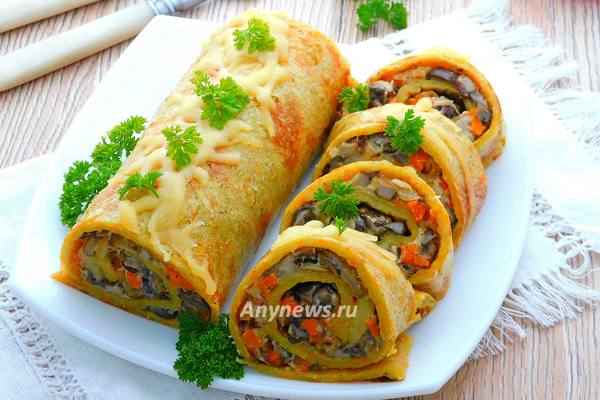 Картофельный рулет с грибами