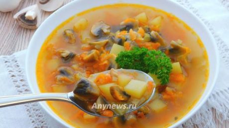 Грибной суп из шампиньонов с картофелем