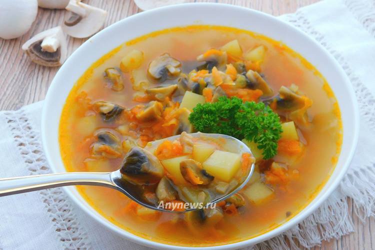 Грибной суп из шампиньонов с картофелем - рецепт