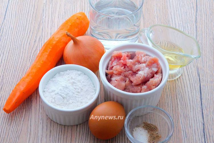 Ленивые пельмени с фаршем на сковороде - ингредиенты