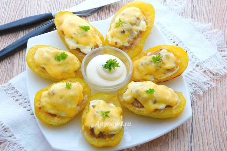 Картофельные лодочки с фаршем и сыром - рецепт