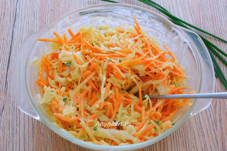 Хорошо смешать ингредиенты салата Коул слоу