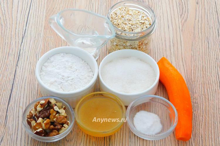 Овсяное печенье с морковью - ингредиенты