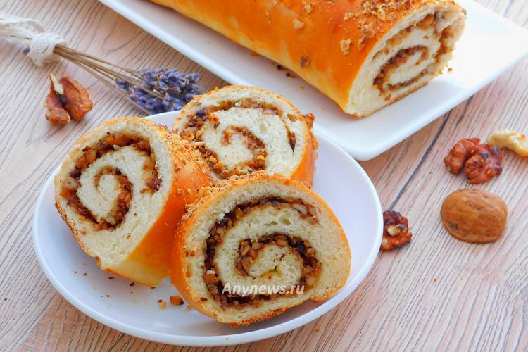 Ореховый рулет с грецкими орехами