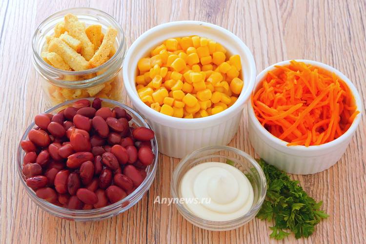 Салат с консервированной фасолью и кукурузой - ингредиенты