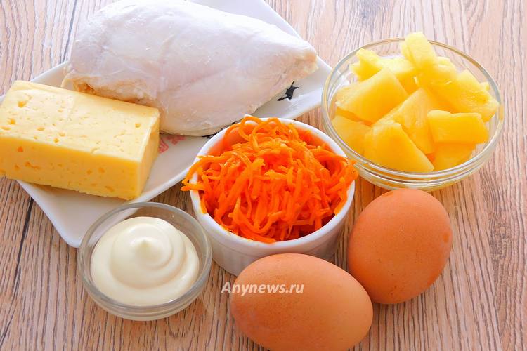 Салат из моркови по-корейски с курицей - ингредиенты