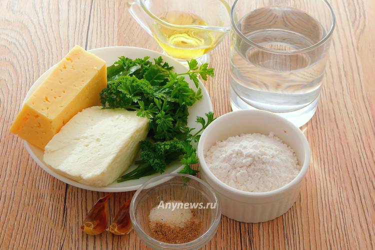 Кутабы с зеленью и сыром на сковороде - ингредиенты