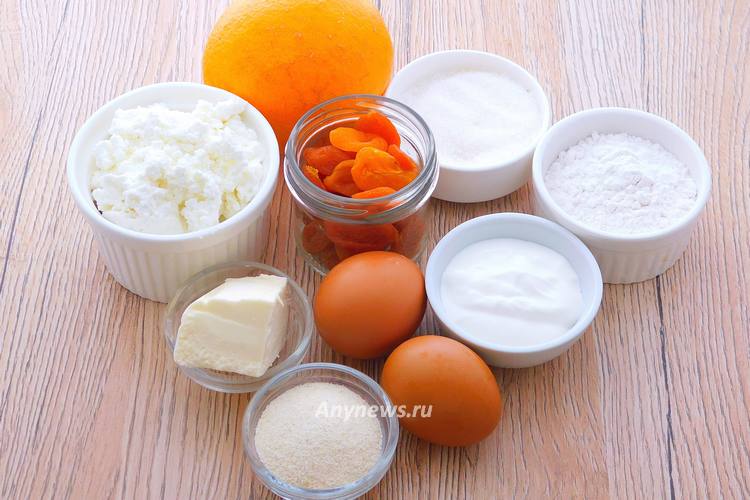 Творожная запеканка с курагой - ингредиенты