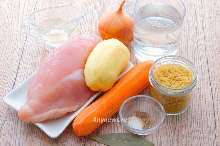 Суп с куриными фрикадельками и вермишелью - ингредиенты