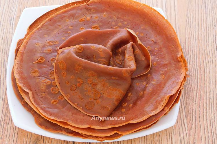 Шоколадные блинчики на молоке с какао