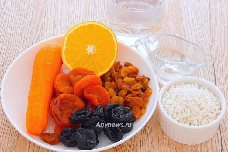 сладкий плов с сухофруктами без мяса - ингредиенты