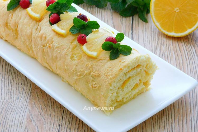 бисквитный рулет с лимонным курдом
