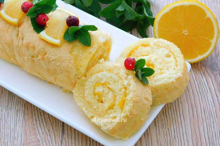 Бисквитный лимонный рулет - рецепт