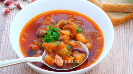 Постный борщ с фасолью