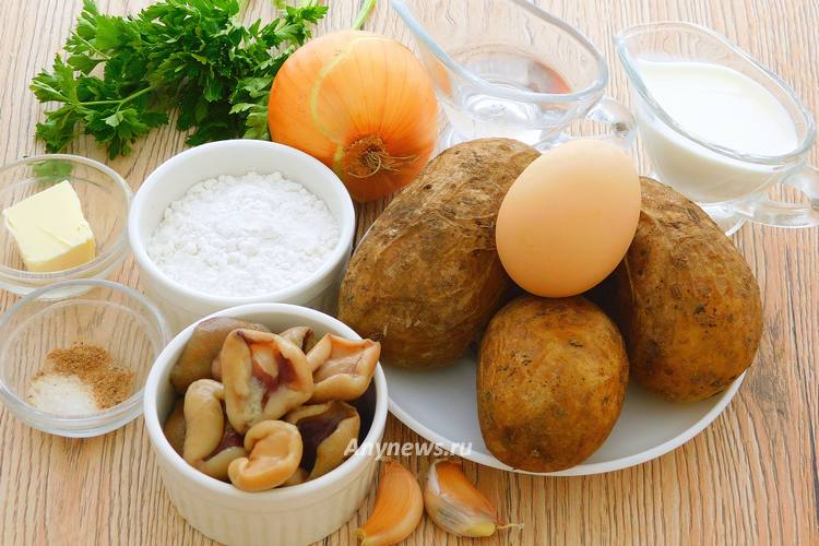 Картофельные котлеты с грибной подливкой - ингредиенты