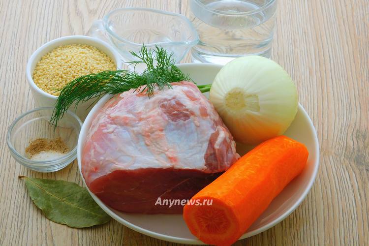 Пшенная каша с мясом - ингредиенты